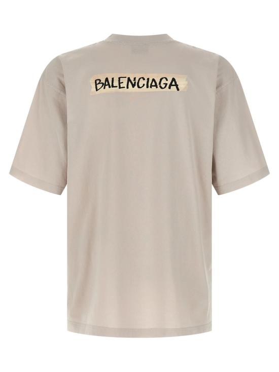  발렌시아가 반팔 티셔츠 마스킹 테이프 티셔츠 그레이 - BALENCIAGA