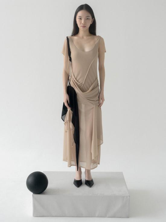  CARO CHIA 롱 원피스 카로 치아 안트로 메쉬 드레스