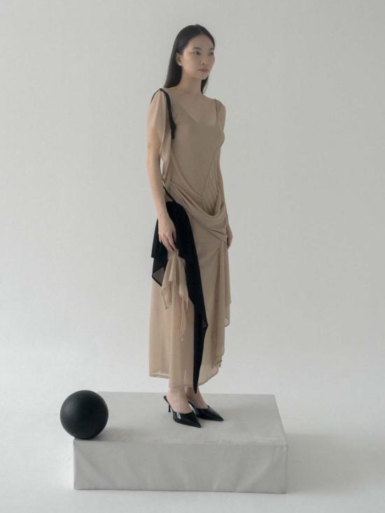  카로 치아 롱 원피스 안트로 메쉬 드레스 - CARO CHIA