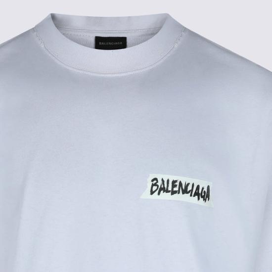  발렌시아가 반팔 티셔츠 코튼 티셔츠 화이트 - BALENCIAGA