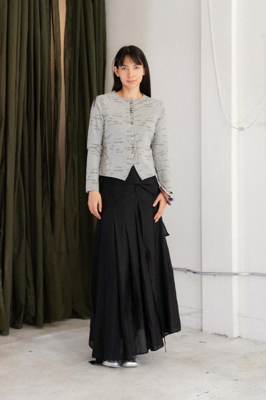  CARO CHIA 롱 스커트 카로 치아 오팔 플리츠  블랙 - CARO CHIA