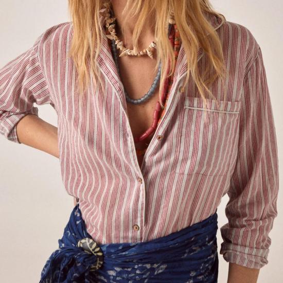  메종 호텔 블라우스 클레어 드 룬 다다 탑 와인 스트라이프