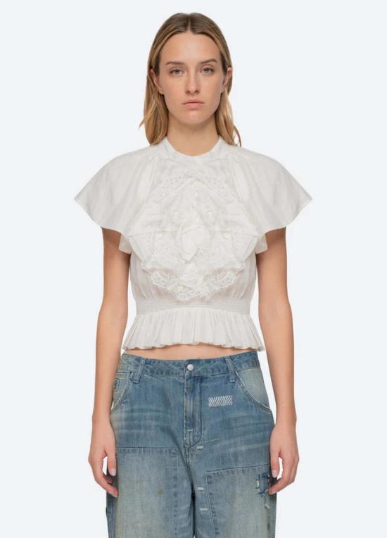  씨뉴욕 블라우스 씨 니 홀든 플라워 플러터 탑 - SEA NY