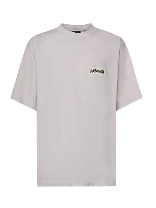  발렌시아가 반팔 티셔츠 마스킹 테이프 저지 티셔츠 더티 화이트