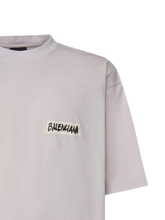  발렌시아가 반팔 티셔츠 마스킹 테이프 저지 티셔츠 더티 화이트 - BALENCIAGA