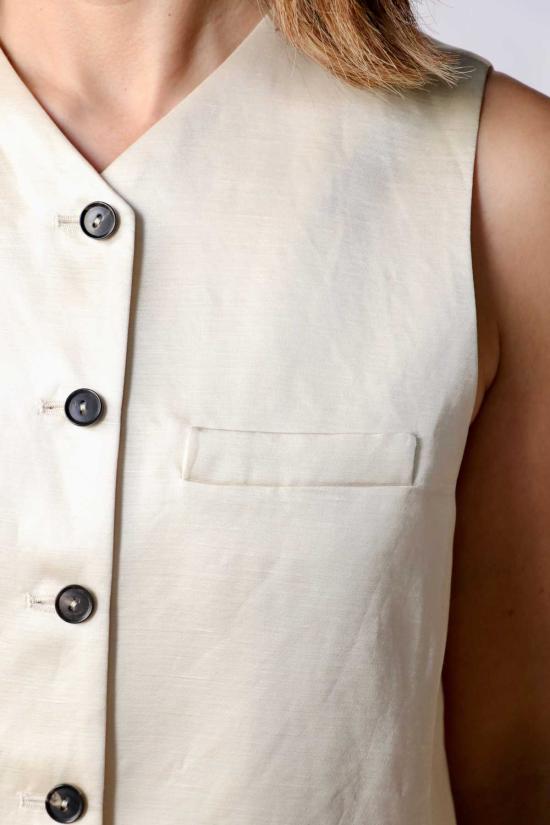  코데라 베스트 Cordera 새틴 테일러드 조끼 Marfil - CORDERA