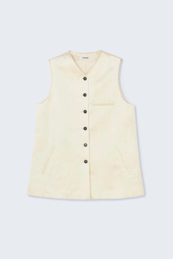  코데라 베스트 Cordera 새틴 테일러드 조끼 Marfil - CORDERA