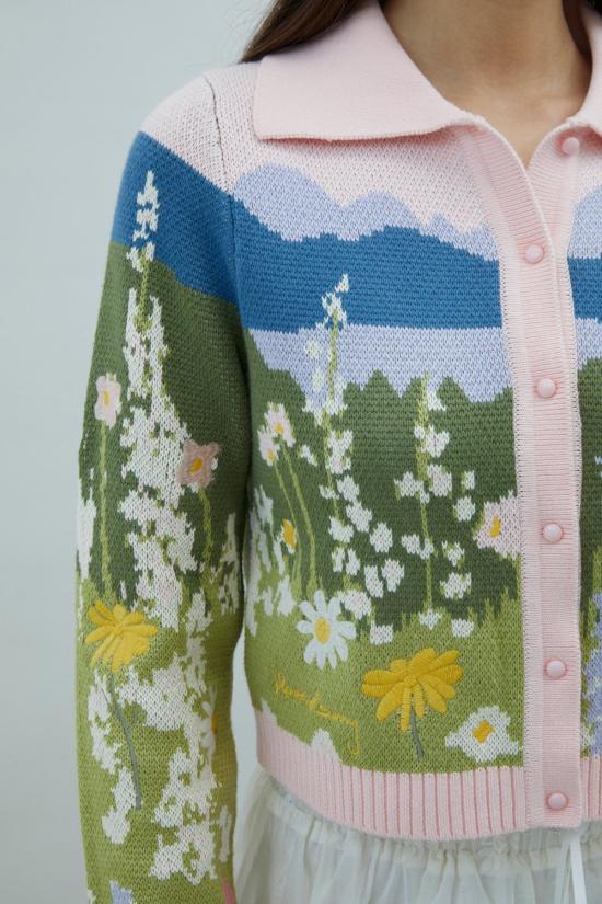  하우스오브써니 가디건 써니 선셋 블룸스 트리퍼 카디건 블러쉬 하우스 - HOUSE OF SUNNY