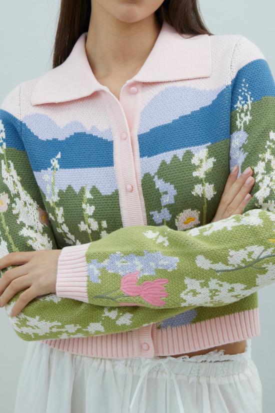  하우스오브써니 가디건 써니 선셋 블룸스 트리퍼 카디건 블러쉬 하우스 - HOUSE OF SUNNY