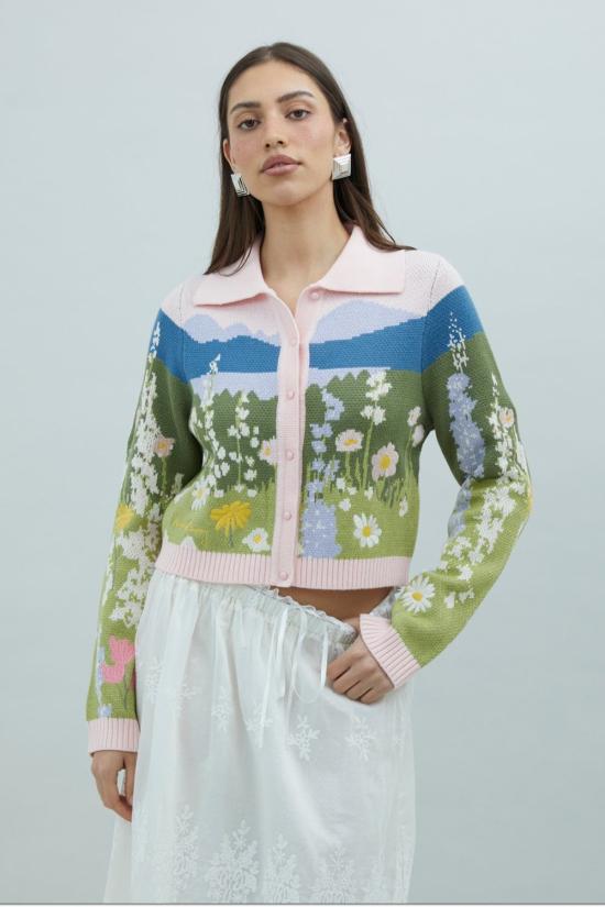  하우스오브써니 가디건 써니 선셋 블룸스 트리퍼 카디건 블러쉬 하우스