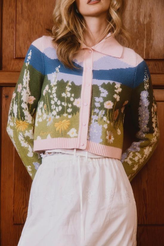  하우스오브써니 가디건 써니 선셋 블룸스 트리퍼 카디건 블러쉬 하우스 - HOUSE OF SUNNY