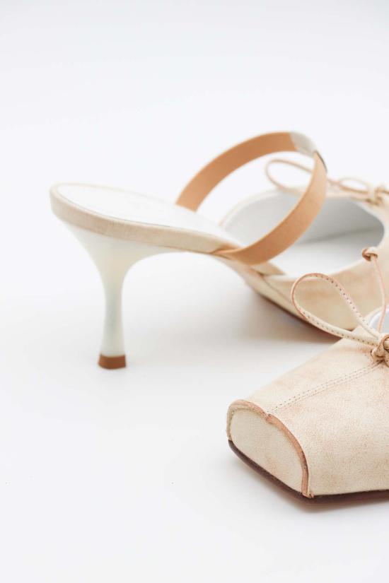  마르지엘라 뮬/슬리퍼 메종  스퀘어 토 보우 뮬 - MAISON MARGIELA