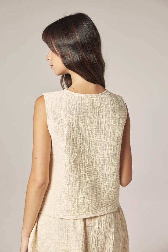  아멘테 블라우스 자카드 버튼 탑 - AMENTE