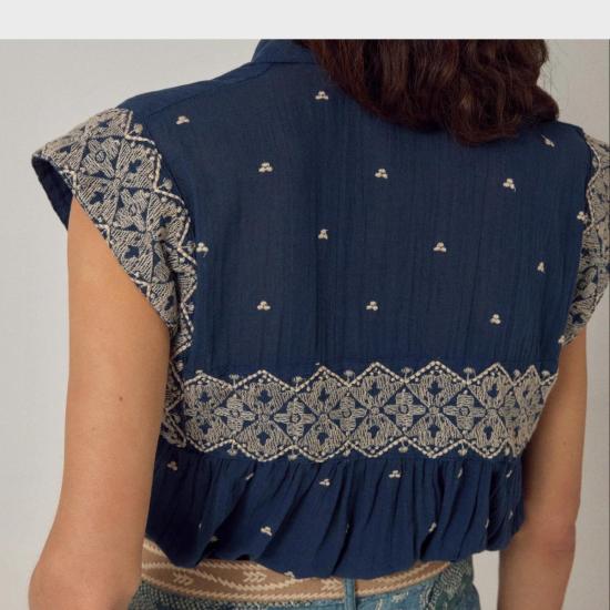  메종 호텔 블라우스 카리나 민소매 셔츠 딥 리버 - MAISON HOTEL