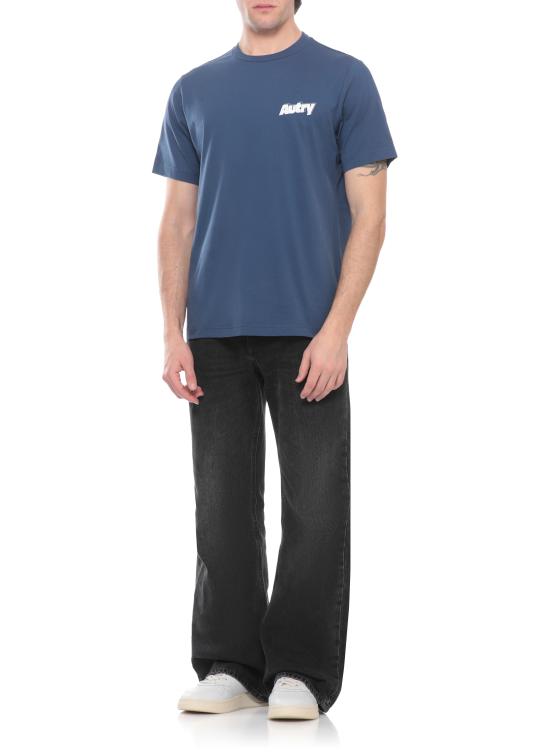 26SS 오트리 반팔 티셔츠 TSPM 045RDRONE Blue - AUTRY