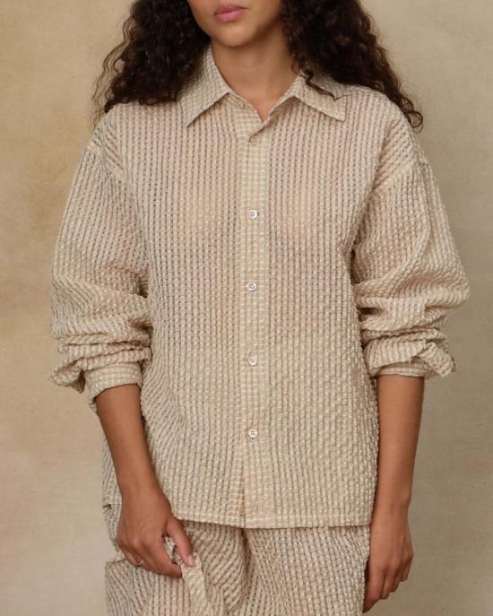  Colbo 셔츠 콜보 크롭 셔츠 텍스처드 깅엄