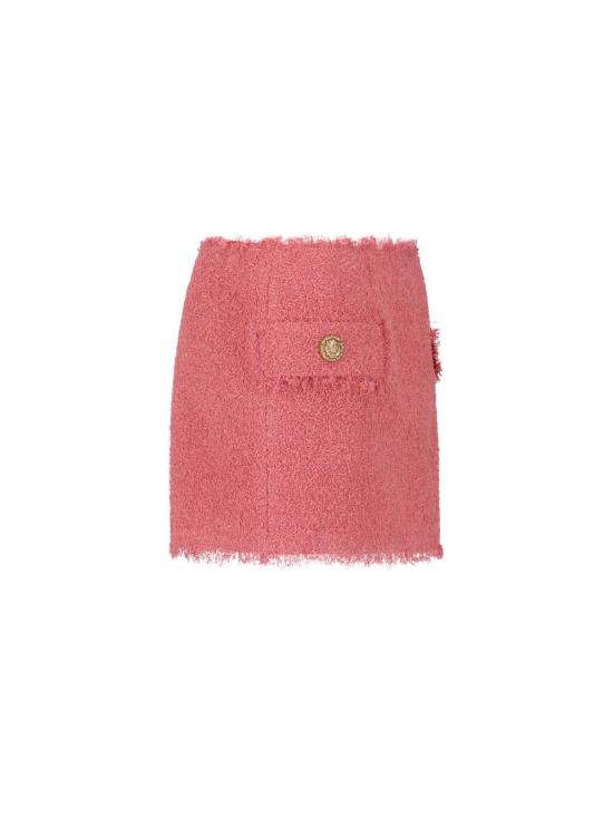  발망 숏 스커트 트위드 미니 스커트 핑크 - BALMAIN