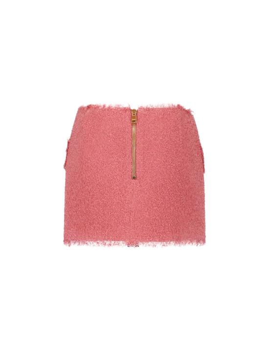  발망 숏 스커트 트위드 미니 스커트 핑크 - BALMAIN