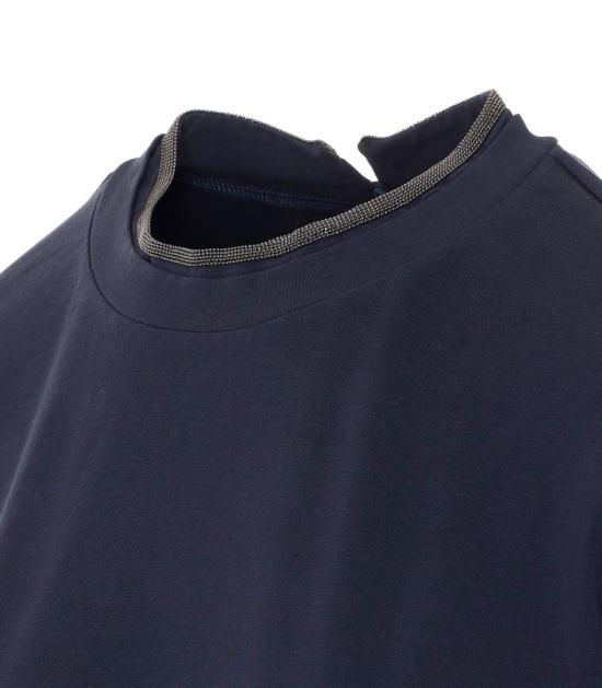  브루넬로 쿠치넬리 반팔 티셔츠 Brunello Cucinelli 티셔츠, Monile Blue - BRUNELLO CUCINELLI