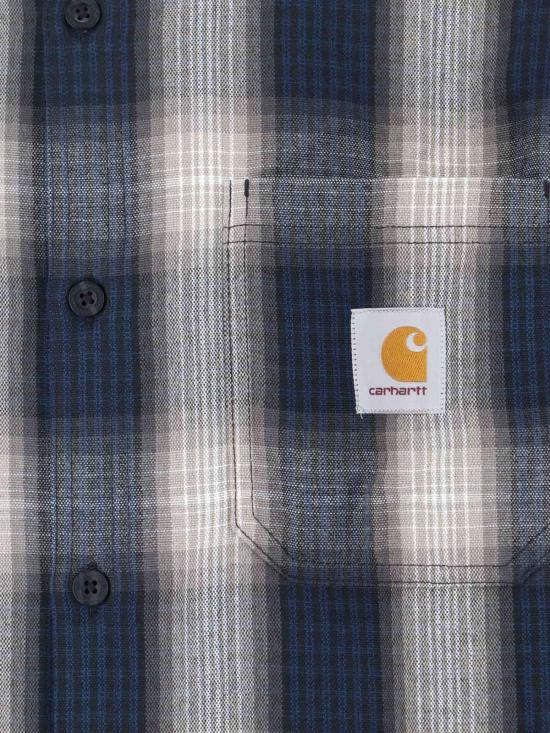  칼하트 긴팔 티셔츠 Carhartt Wip L/S Blanton 셔츠 블루 - CARHARTT
