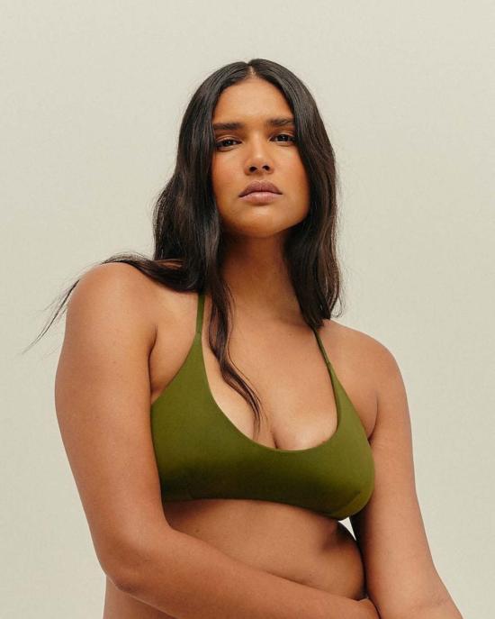  하이트 비키니 수영복 Haight Duda 홀터 비키니 탑 올리브 그린 - HAIGHT