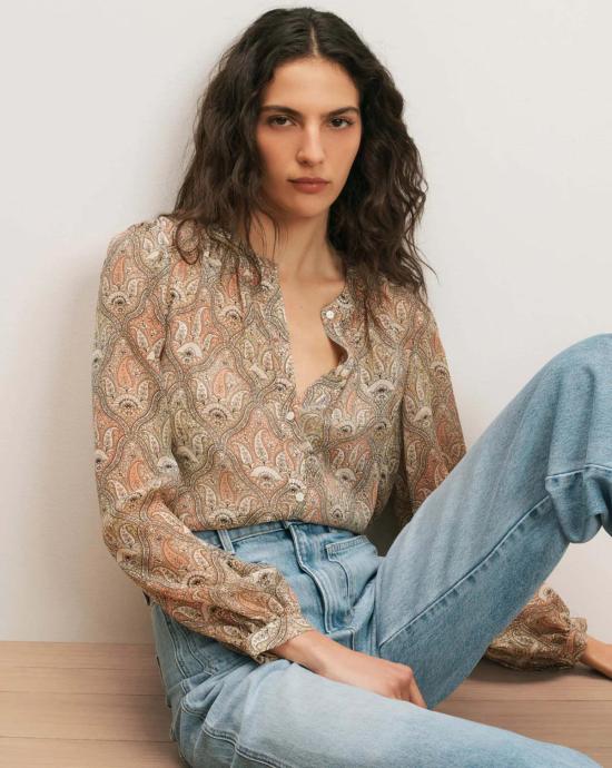  베로니카비어드 블라우스 베로니카 비어드 애슐린 탑 스톤 카키 멀티