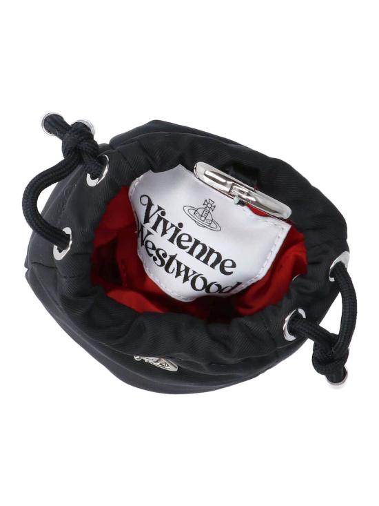  비비안웨스트우드 키링 비비안 웨스트우드 키체인 미니 드로스트링 버킷 백 블랙 - VIVIENNE WESTWOOD