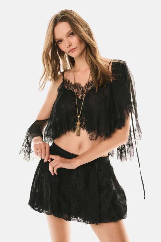  러브쉐이크팬시 블라우스 러브쉑 팬시 테시사 실크 레이스 크롭 숄 - LOVESHACKFANCY