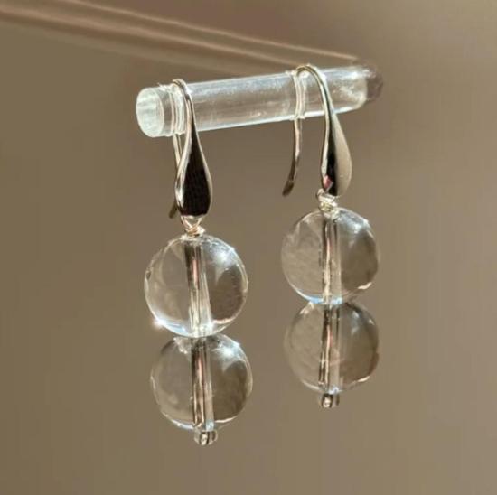  씨 앤 패턴 이어링 바다 + 패턴 물방울 모양 쿼츠 귀걸이