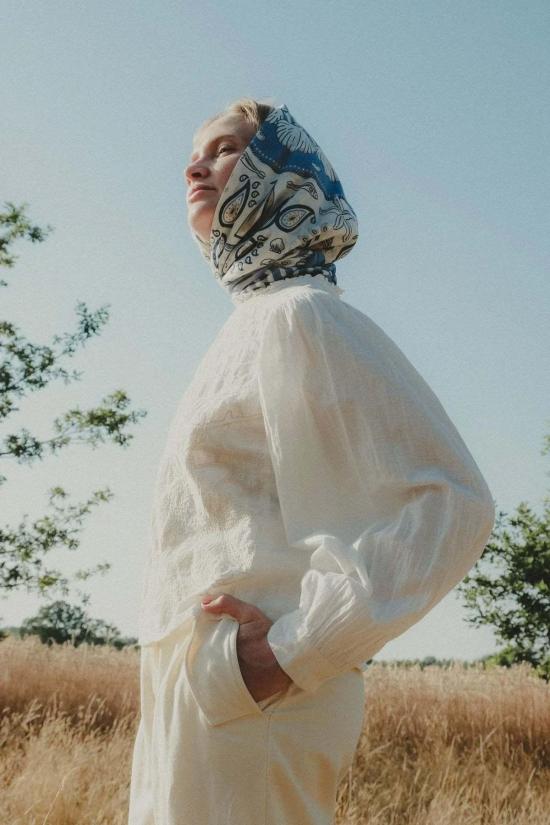  메종 르콩트 플라망 헤어 액세서리 Maison Lecomte Flament Bretagne 코튼 스카프 - MAISON LECOMTE FLAMENT