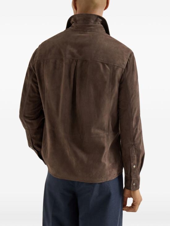 26SS 브루넬로 쿠치넬리 스웨이드 오버긴팔 셔츠 MPCFN2039 C8552 Brown - BRUNELLO CUCINELLI