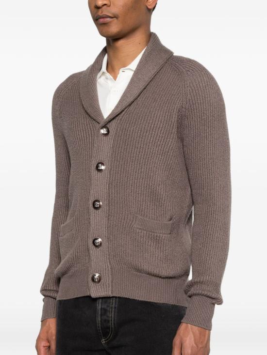 26SS 브루넬로 쿠치넬리 잉글리시 립 래글런 가디건 MNI708606 C7942 Brown - BRUNELLO CUCINELLI