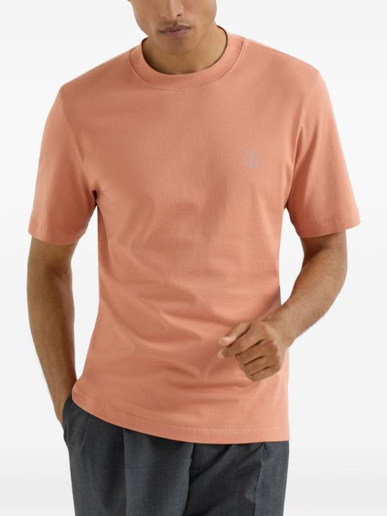 26SS 브루넬로 쿠치넬리 코튼 저지 크루넥 티셔츠 M0B138440 CUM25 Orange - BRUNELLO CUCINELLI