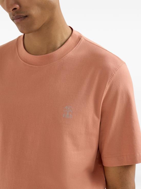 26SS 브루넬로 쿠치넬리 코튼 저지 크루넥 티셔츠 M0B138440 CUM25 Orange - BRUNELLO CUCINELLI