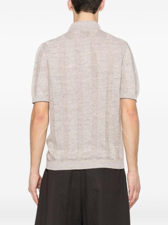 26SS 브루넬로 쿠치넬리 와이드 립 코튼 리넨니트 폴로셔츠 M2L707815 CAY04 Beige - BRUNELLO CUCINELLI