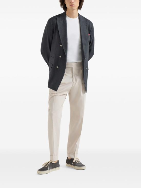 26SS 브루넬로 쿠치넬리 리버스 카프스킨 스니커즈 MZUPIGZ334 CCC62 Grey - BRUNELLO CUCINELLI