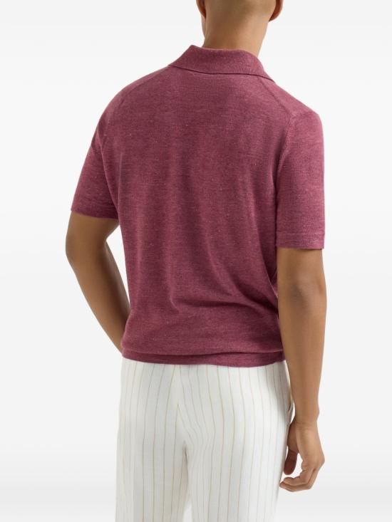 26SS 브루넬로 쿠치넬리 린넨 코튼 니트 폴로 셔츠 M2L00315 C7796 Corallo - BRUNELLO CUCINELLI