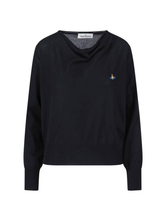  비비안웨스트우드 스웨터 비비안 웨스트우드 고급 니트 드레이프 카울넥  블랙