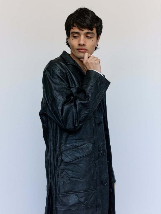  올드 파크 자켓 가죽 체스터필드 재킷