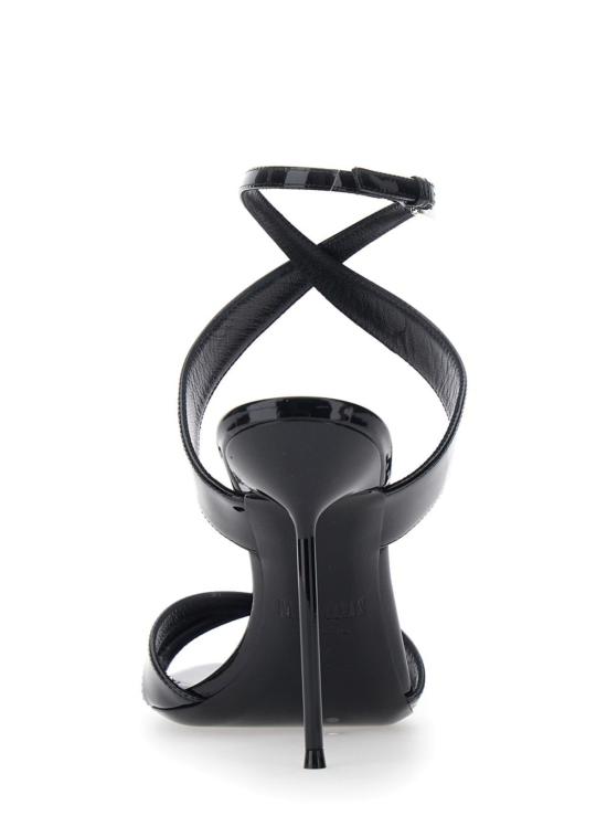  파리텍사스 샌들 파리 텍사스 리디아 하이힐 , 꼬임형 발목 스트랩과 스틸레토 힐, 광택 있는 가죽 소재 - PARIS TEXAS