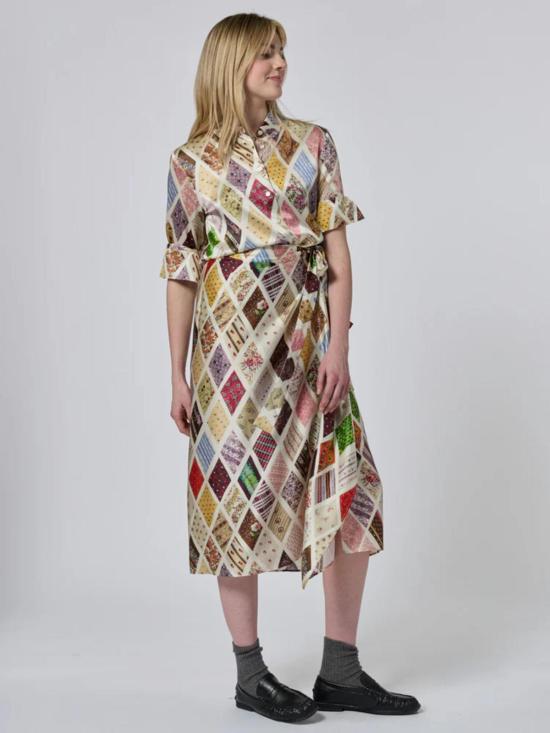  Lingua Franca 미디 스커트 링구아 프랑카 윌라  (다이아몬드 프린트) - LINGUA FRANCA