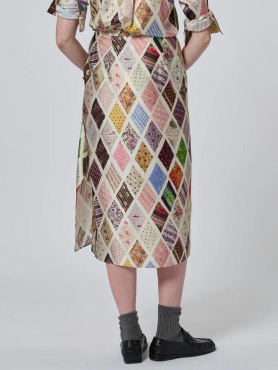  Lingua Franca 미디 스커트 링구아 프랑카 윌라  (다이아몬드 프린트) - LINGUA FRANCA