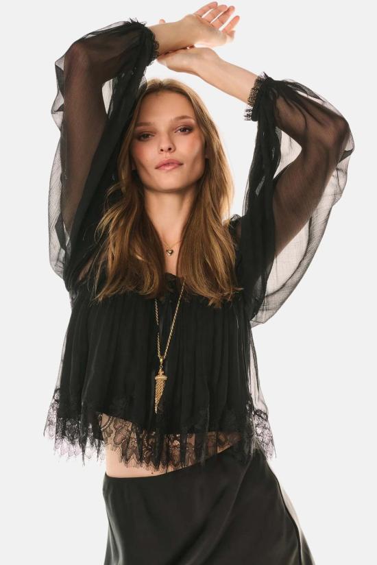  러브쉐이크팬시 블라우스 러브쉑 팬시 에비 실크 레이스 - LOVESHACKFANCY