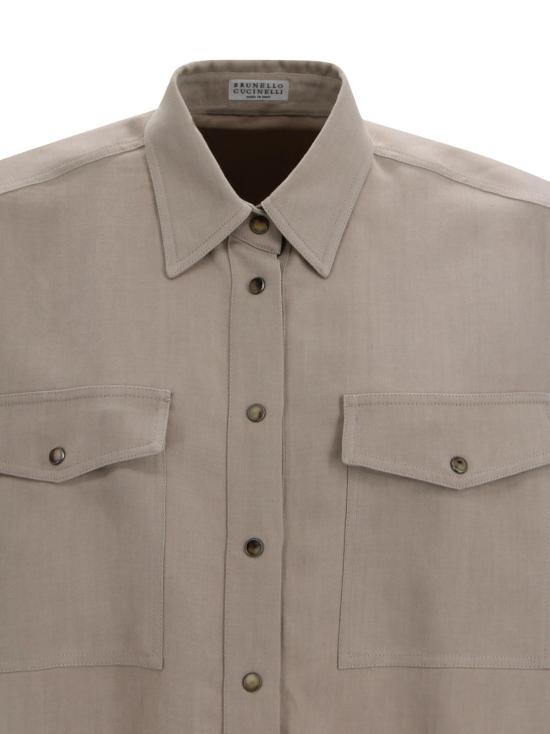  브루넬로 쿠치넬리 셔츠 패치 포켓 셔츠, 샌드 컬러 - BRUNELLO CUCINELLI