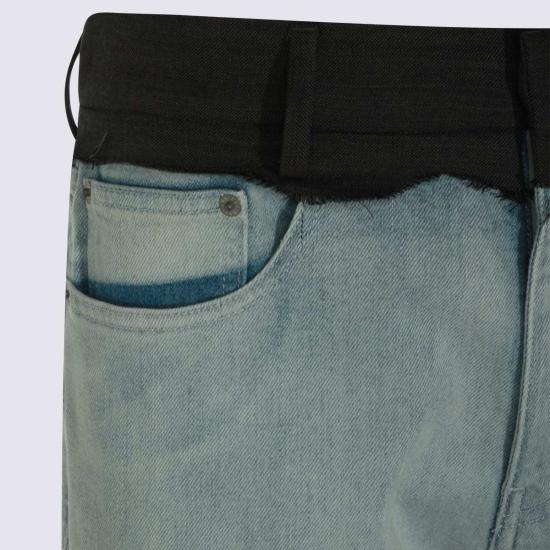  MM6 메종마르지엘라 데님 팬츠 메종 마르지엘라 MM6 라이트 블루 앤 블랙 코튼 진 - MM6 MAISON MARGIELA