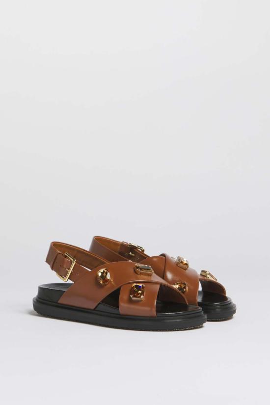  마르니 샌들 가죽 푸스벳 크리스탈 - MARNI