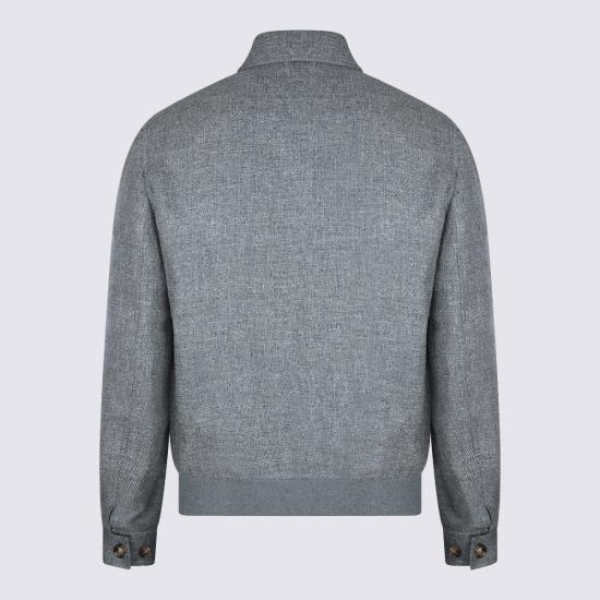  브루넬로 쿠치넬리 자켓 그레이 실크 린넨 블렌드 캐주얼 재킷 - BRUNELLO CUCINELLI