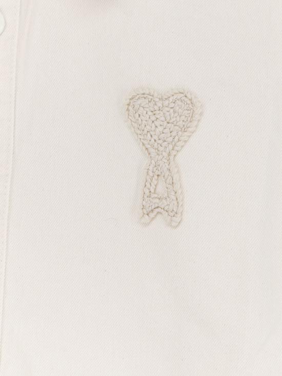  아미 긴팔 셔츠 Ami Alexandre Mattiussi Ami De Coeur 코튼 셔츠 블랑 크림 - AMI