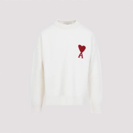  아미 스웨터 알렉상드르 마티우시  ADC 크루넥  오프 화이트 레드