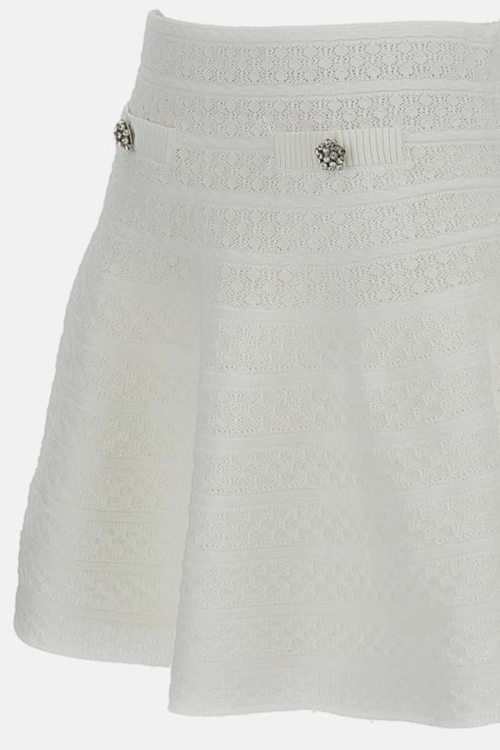  셀프 포트레이트 숏 스커트 포인트엘 니트 미니 스커트 화이트 - SELF PORTRAIT